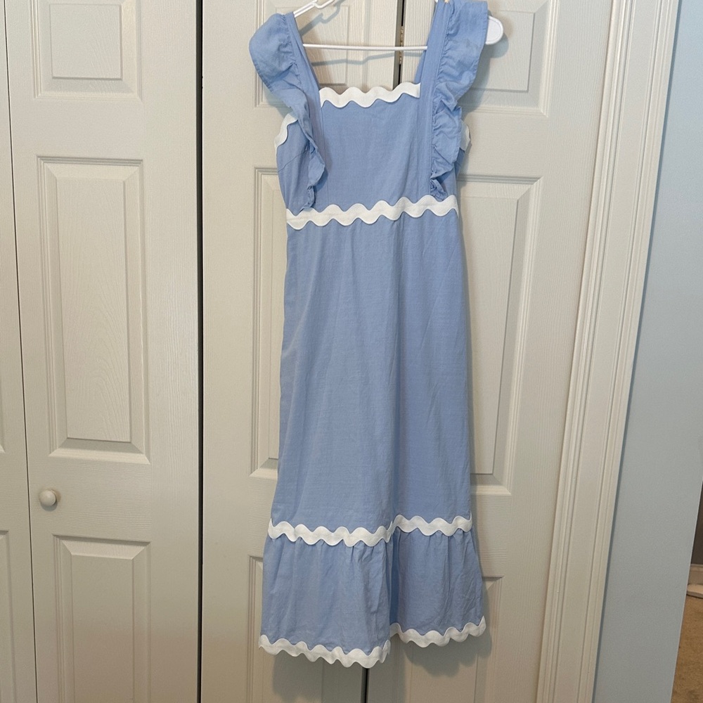 Blue Dress with Ruffle Details - Picture 4 of 6